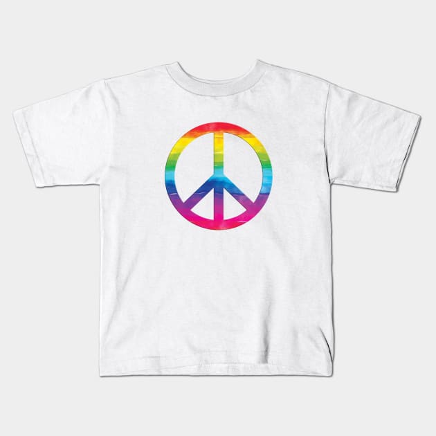 rainbow peace sign Kids T-Shirt by rclsivcreative